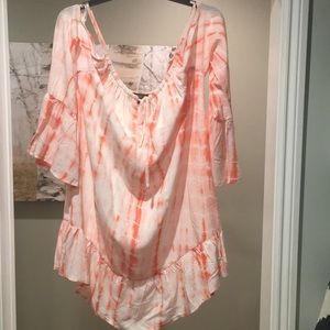 Cold shoulder tie dye dress